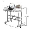 Liftable Standing Desk, Portable Rolling Computer Desk with Lockable Casters, Adjustable Height, 2-Tier Workstation - 3 of 4