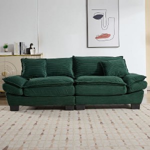 CAVINAS Loveseat Sofa with 2 Supportive Pillows, 23 Inch Corduroy Sofa, Comfy Upholstered Seat Sofa Couch for Bedroom, Living Room, Apartment - 1 of 4