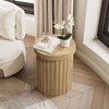 LuxenHome Brown Wood Fluted Round Side Table, 19" Mid Century Modern Wooden Accent Tables for Small Spaces, Bedside Table for Living Room - 4 of 4