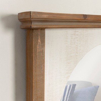 Rustic Brown and White Arched Wood Vanity Mirror