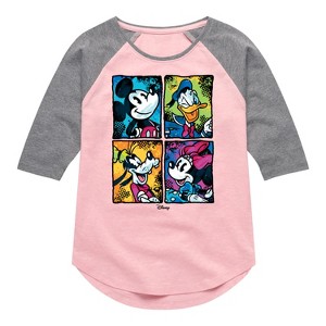 Girls' - Disney - Mickey Friends Urban Shirt Tail Raglan Graphic T-shirt - 1 of 4