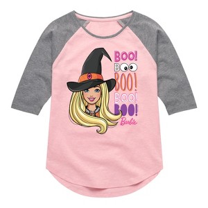 Girls' - Barbie - Barbie Witch Shirt Tail Raglan Graphic T-shirt - 1 of 4