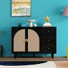 Okak Modern Bedroom Dressers with 2 Rattan Door 3 Drawer,Chest of Drawers for Living Room Bedroom,Entryway Study,Wooden Dresser Cabinet - 2 of 4