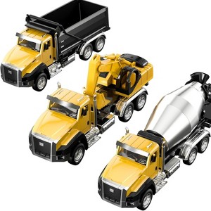 TEMI 3 Pack of Diecast Engineering Construction Vehicles, Dump Truck, Digger, Mixer Truck, 1/50 Scale Metal Collectible Model Cars - 1 of 3