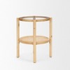 HomeRoots 24" Clear and Light Brown Glass and Solid Wood Round End Table With Shelf - 4 of 4