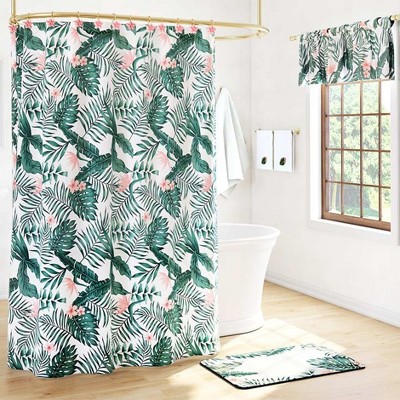 Tropical Palm Floral Memory Foam Bath Rug