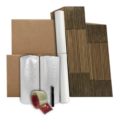 36-Pack Brown Corrugated Moving Boxes with Packing Supplies
