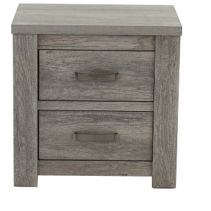 Gulches Rustic Light Grey Nightstand with Dual Drawers and Sturdy Design - 1 of 4