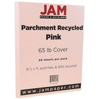 JAM Paper Parchment 65lb Cardstock 8.5 x 11 Coverstock Pink Recycled 171122