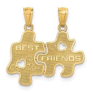 Black Bow Jewelry 14k Yellow Gold Best Friends Puzzle Pieces Set of 2 Pendants, 18mm - 1 of 3