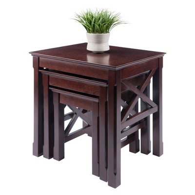 Cappuccino Wood 3-Piece Rectangular Nesting Tables