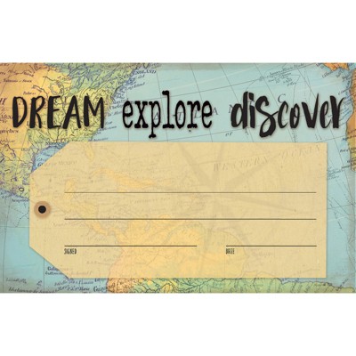 Teacher Created Resources Travel the Map Dream Explore Discover Awards, Pack of 30 (Case of 6)
