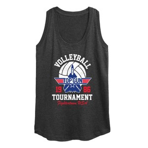 Women's Top Gun Volleyball Tournament Graphic Racerback Tank - Heather Charcoal - X-Large - 1 of 4