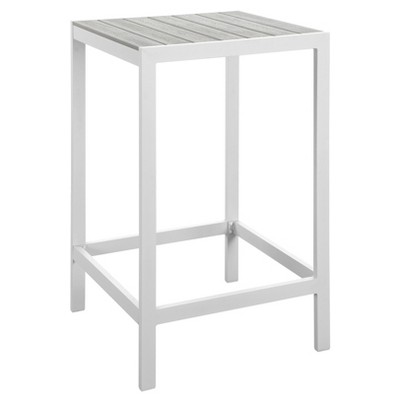 Maine Square Outdoor Patio Bar Table - White Light Gray - Modway