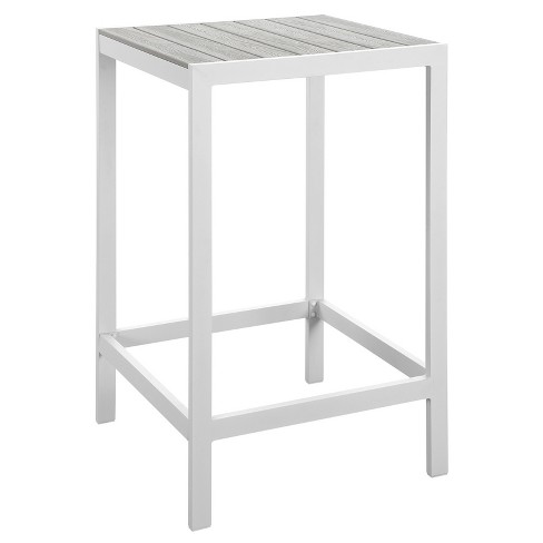 Maine Square Outdoor Patio Bar Table – White Light Gray – Modway For Sale