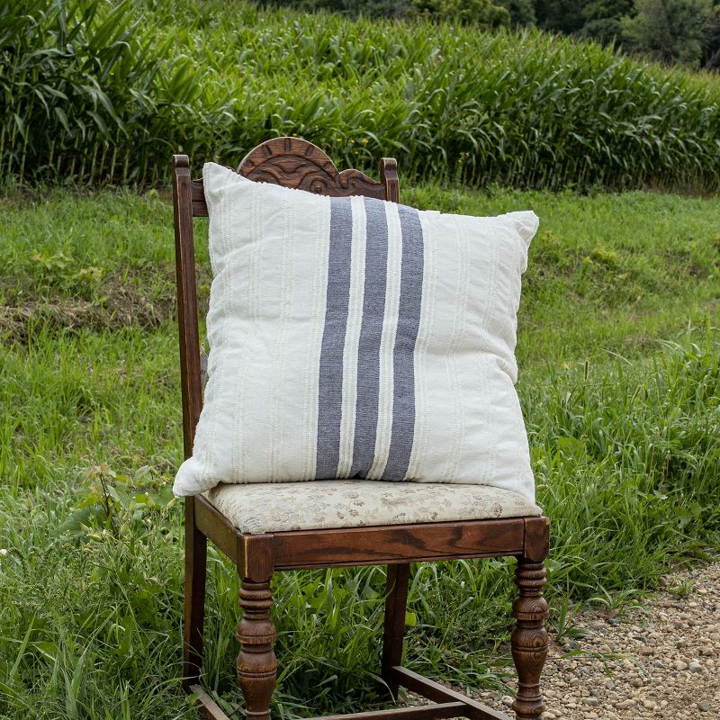 24X24 Inch Hand Woven Pillow Blue Cotton With Polyester Fill - Foreside Home & Garden, 2 of 6