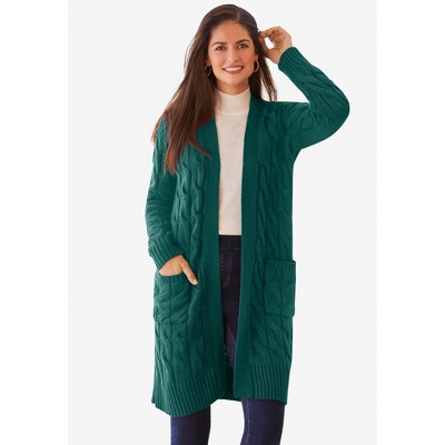 Jessica London Women's Plus Size Cable Duster Sweater