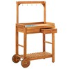 vidaXL Garden Kitchen Trolley Solid Acacia Wood 36.2 in.x17.1 in.x55.7 in. - 2 of 4