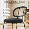 Mid-Century Dining Chairs Set for Living Room,Modern Velvet Upholstered Chairs with Rattan Backrest & Sturdy Metal Legs for Kitchen - 3 of 4