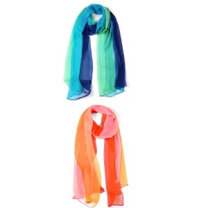 Elerevyo Women Long Chiffon Lightweight Gradient Color Scarves 2 Pcs - 1 of 4