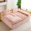 95.7'' Turtle Velvet L-Shaped Sectional Sofas with Twin-Seat and Right Chaise, Convertible Between L-Shape and Straight Shape, Includes 5 Pillows - 4 of 4