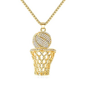 Ice City Men's Basketball Hoop Pendant Necklace, 24 Inch Chain - 1 of 4