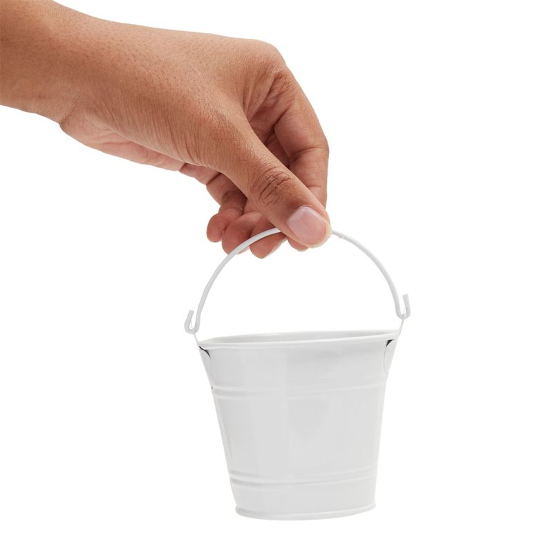 Juvale 6 Pack White Mini Galvanized Buckets with Handles for Party Favors, Decorations, Easter Centerpieces, 3.5 x 3 In, 4 of 10