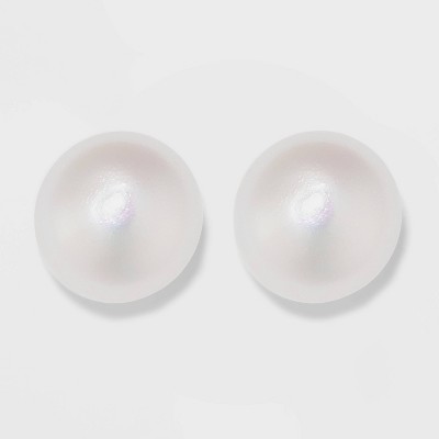Sterling Silver Freshwater Pearl Stud Fine Jewelry Earrings - A New Day™ Silver/White