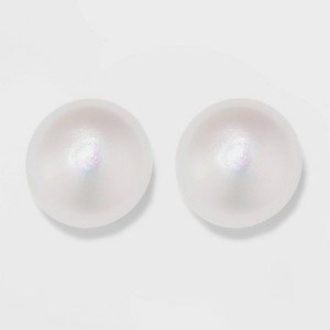 Sterling Silver Freshwater Pearl Stud Fine Jewelry Earrings - A New Day™ Silver/White: Polished Nickel-Free Metal, Post Closure - 1 of 3