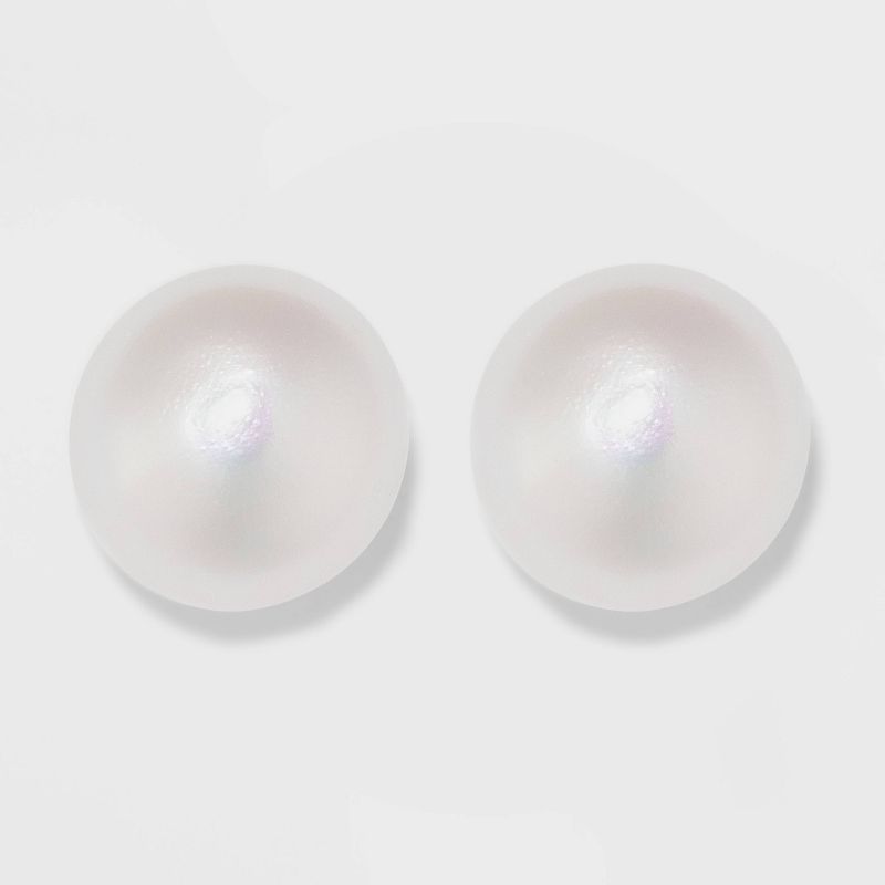 Sterling Silver Freshwater Pearl Stud Fine Jewelry Earrings - A New Day&#8482; Silver/White, 1 of 8