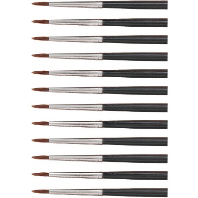 Dynasty 5800 Round Camel Hair Short Enameled Wood Handle Watercolor Paint Brush, Size 3, 1/2 in Hair, Black, pk of 12