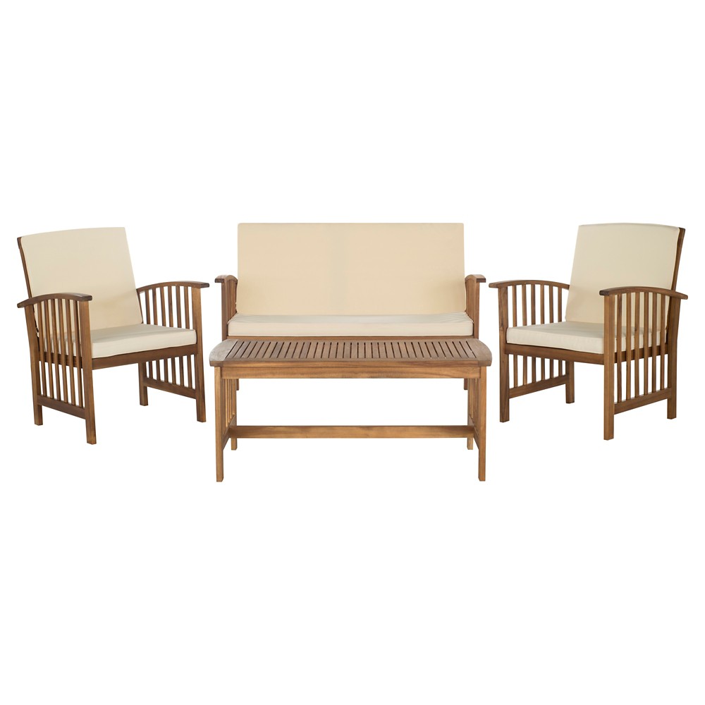 Santorini 4-Pc Patio Conversation Set - Brown - Safavieh (INCOMPLETE SET, MISSING BOXES)