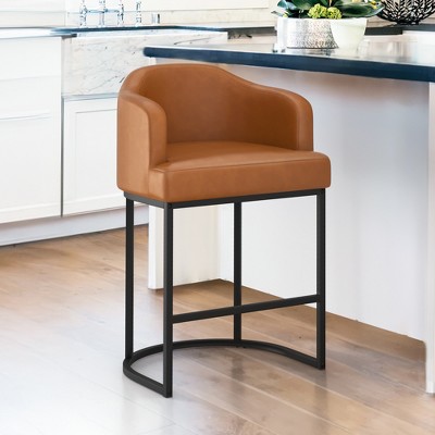 Arceso 1pc Counter Height Bar Stools, Modern Counter Stools Upholstered Barstools, with Curved Backrest and Arms
