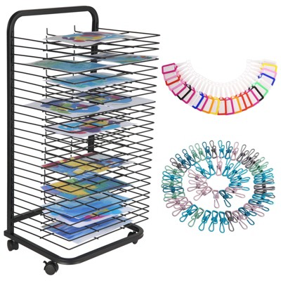 Art Drying Rack, 25 Removable Shelves Art Storage, Paint Drying Rack for Classroom Art Supplies, Art Storage Rack with Four Lockable Wheels
