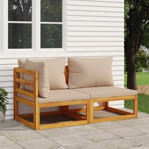 vidaXL 2 Piece Patio Sofa Set with Cushions Solid Wood Acacia - 1 of 4