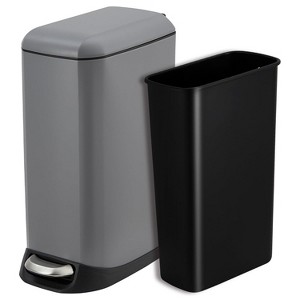 3.2 Gal/12L Trash Can, Slim Rectangular Stainless Steel Trash Can with Recycling Bin - 1 of 4