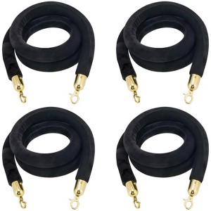 COZONY 2 Pcs Stanchion Post with 1 Pcs Black Velvet Ropes, Stainless Steel Crowd Control Barriers for Events, Elegant Queue Management System - 1 of 4