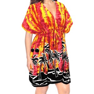 HAPPY BAY Women's Summer Beach Dress Mini Loose Swing Swimsuit Cover ups Tops for Women X-Large-XX-Large Red Tree - 1 of 4