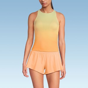 Lands' End Women's Tugless High Neck Strappy Back Tankini Swimsuit Top - 1 of 3