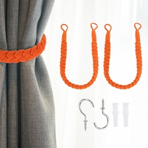 Unique Bargains Cotton Hand-Woven Decorative Metal Hook Curtain Drapes Holdbacks 23.6" - 1 of 4