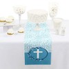 Big Dot of Happiness Blue Elegant Cross - Petite Boy Religious Party Paper Table Runner - 12 x 60 inches - 2 of 4