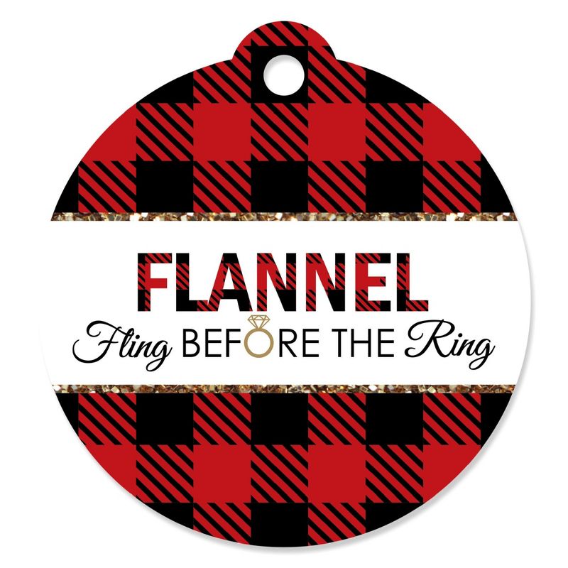 Big Dot of Happiness Flannel Fling Before the Ring - Buffalo Plaid Bachelorette Party Favor Gift Tags (Set of 20), 1 of 4