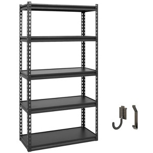 Atlas Shelving 5-Tier 30"x12"x60" 2000lbs Steel Boltless Shelving with Laminate Deck Dark Gray - 1 of 4