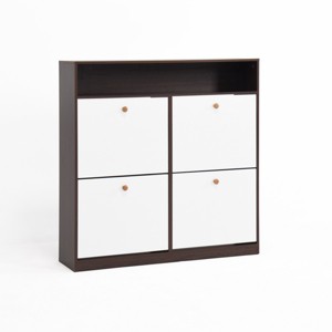 GlasFlength Shoe Racks Modern Flip Drawer Storage Cabinet with Safety Features Simple Design for Entryway Space, Brown, 39.37"*9.45"*39.37" - 1 of 4