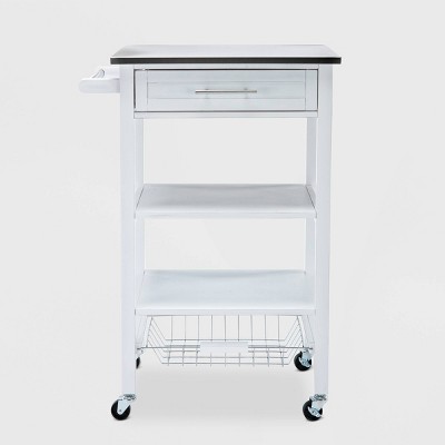 Hennington Kitchen Cart with Stainless Steel Top White - Boraam