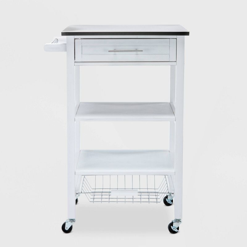 Hennington Kitchen Cart with Stainless Steel Top White - Boraam, 1 of 14