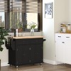 HOMCOM Kitchen Island on Wheels, Rolling Cart with Rubberwood Top, Spice Rack, Towel Rack and Drawers for Dining Room - 3 of 4
