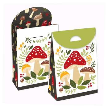 Big Dot of Happiness Wild Mushrooms - Red Toadstool Party Gift Favor Bags - Party Goodie Boxes - Set of 12