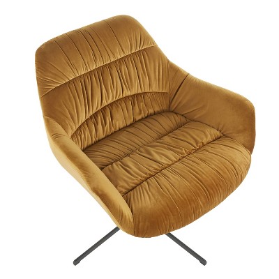 Chartreuse Velvet Swivel Accent Chair with Black Metal Base