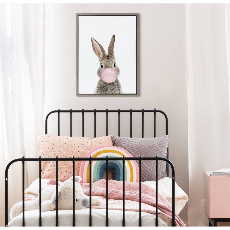 18&#34; x 24&#34; Sylvie Bubble Gum Bunny by Amy Peterson Art Studio Framed Wall Canvas Gray - Kate &#38; Laurel All Things Decor, 6 of 8